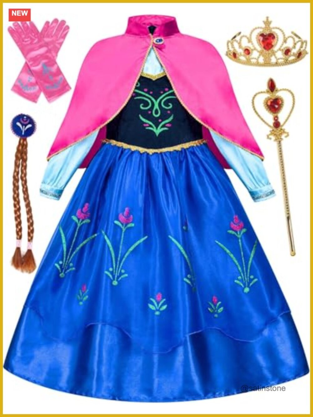 Girls Princess Costume Dress with Cape Crown Wand Accessories Set